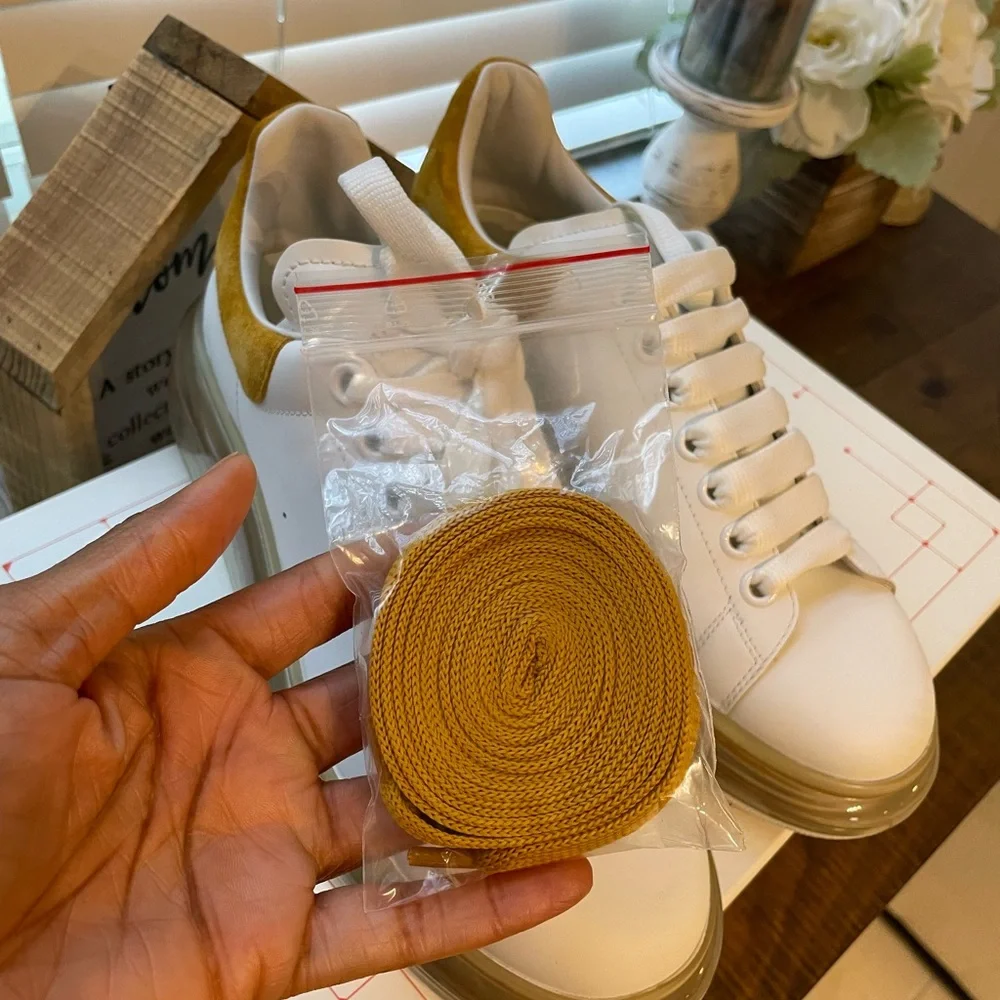 Alexander McQueen Oversized White & Mineral Yellow Gel Sole Sneakers - Picture 5 of 11